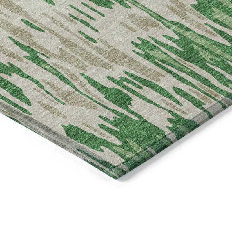 Machine Washable Indoor/ Outdoor Modern Watercolor Chantille Rug