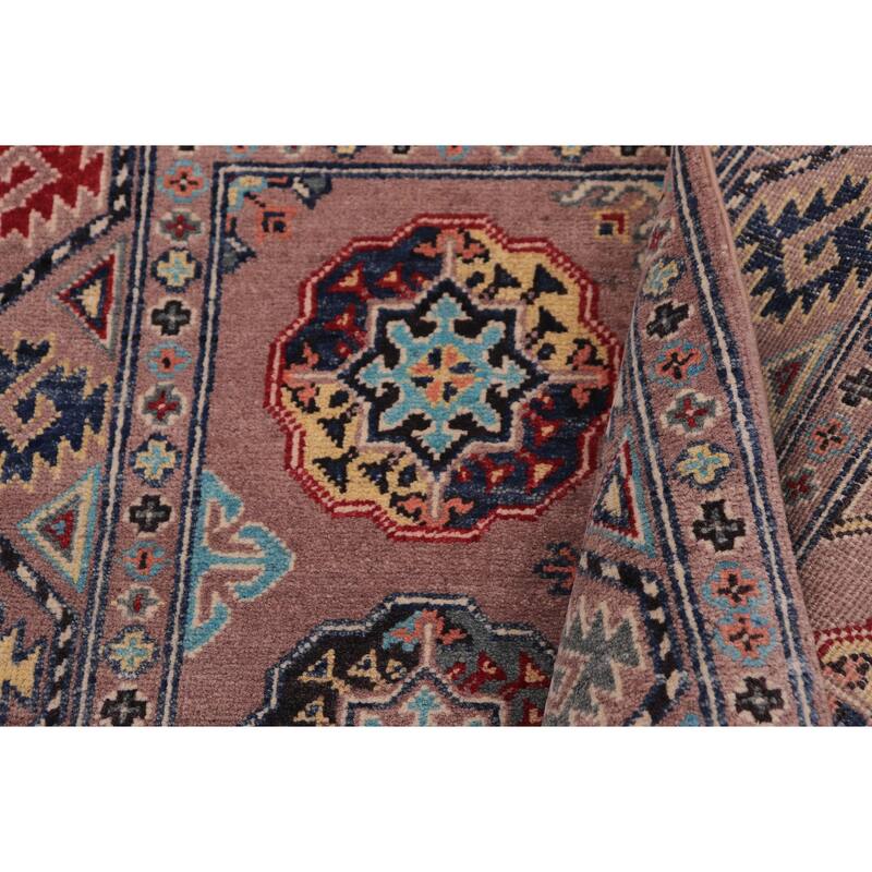 Bohemian Kazak Carl Light Purple/Light Purple Wool Rug - 3'4'' x 5'0''