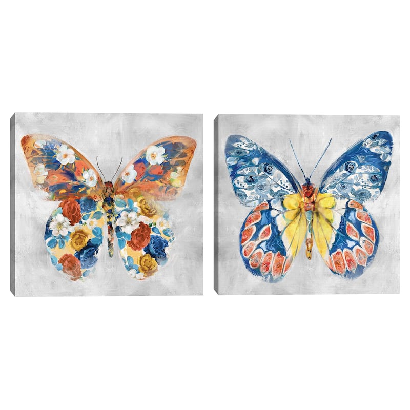 Papillon Fleurs I-II by Studio Arts Canvas Art Prints