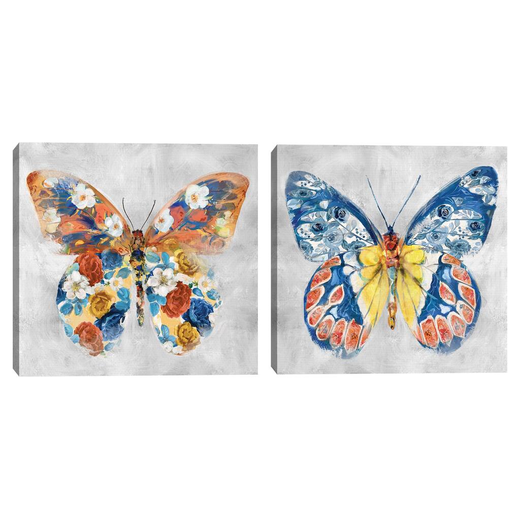 Papillon Fleurs I-II by Studio Arts Canvas Art Prints