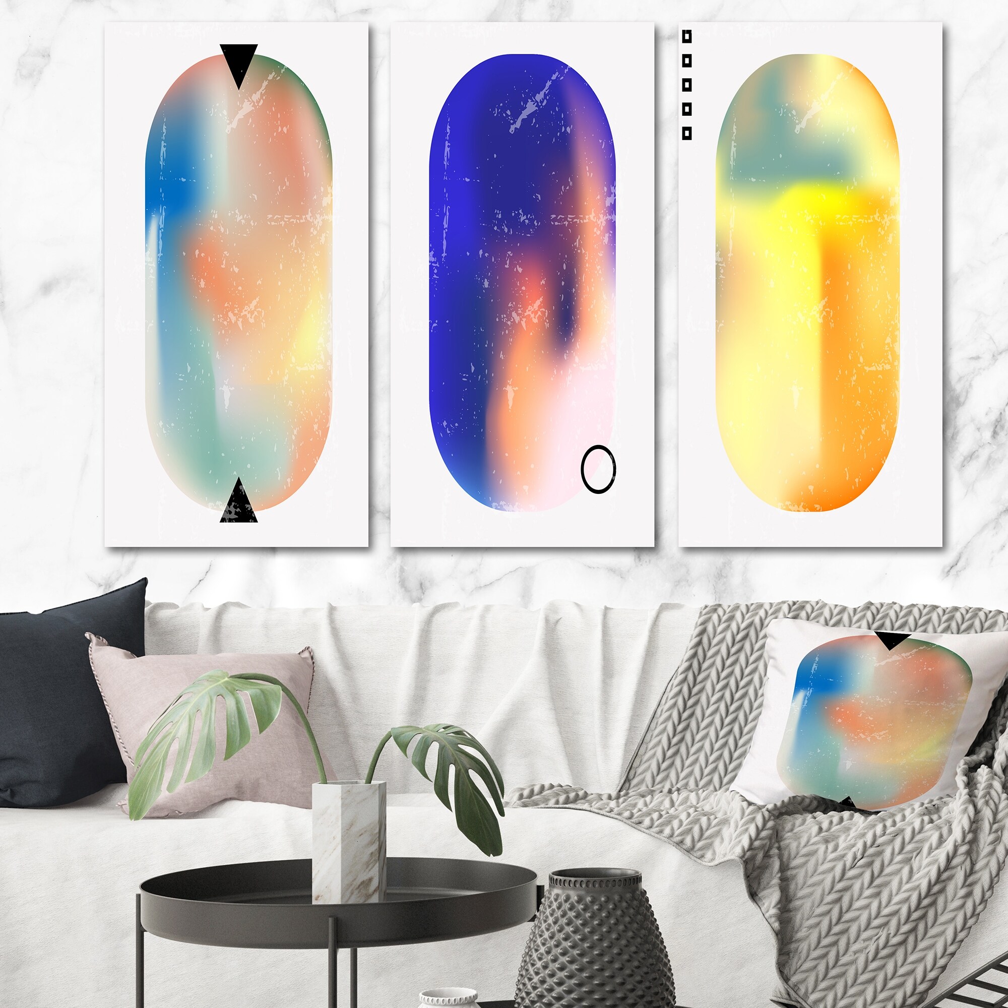 Fluid Gradient Abstract Vintage Shapes I - Mid-Century Modern Art Set by Designart-image