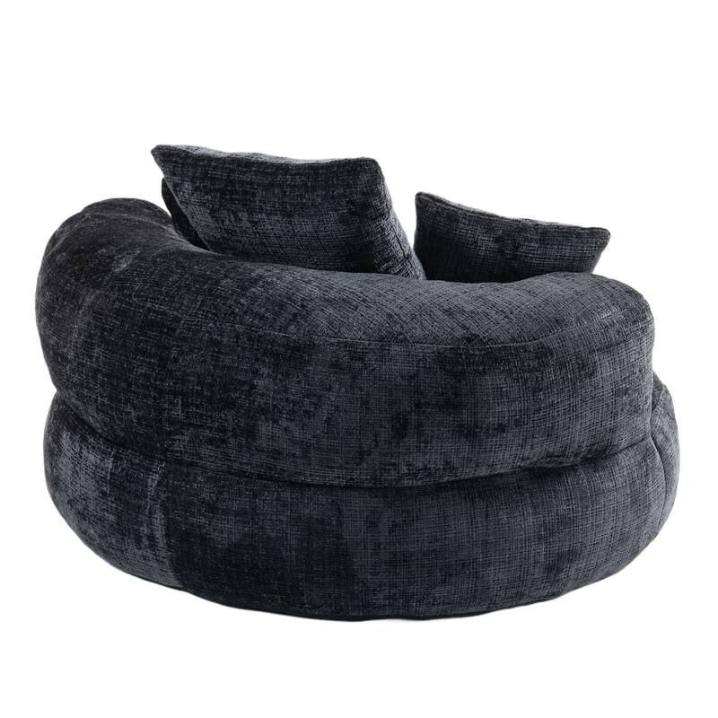 Chenille High Back Lazy Sofa with 3 Pillows and Oversized Bean Bag Chair