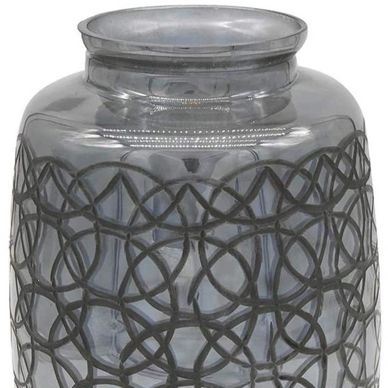 12" Dark Gray Geometric Round Glass Table Vase - 12.00