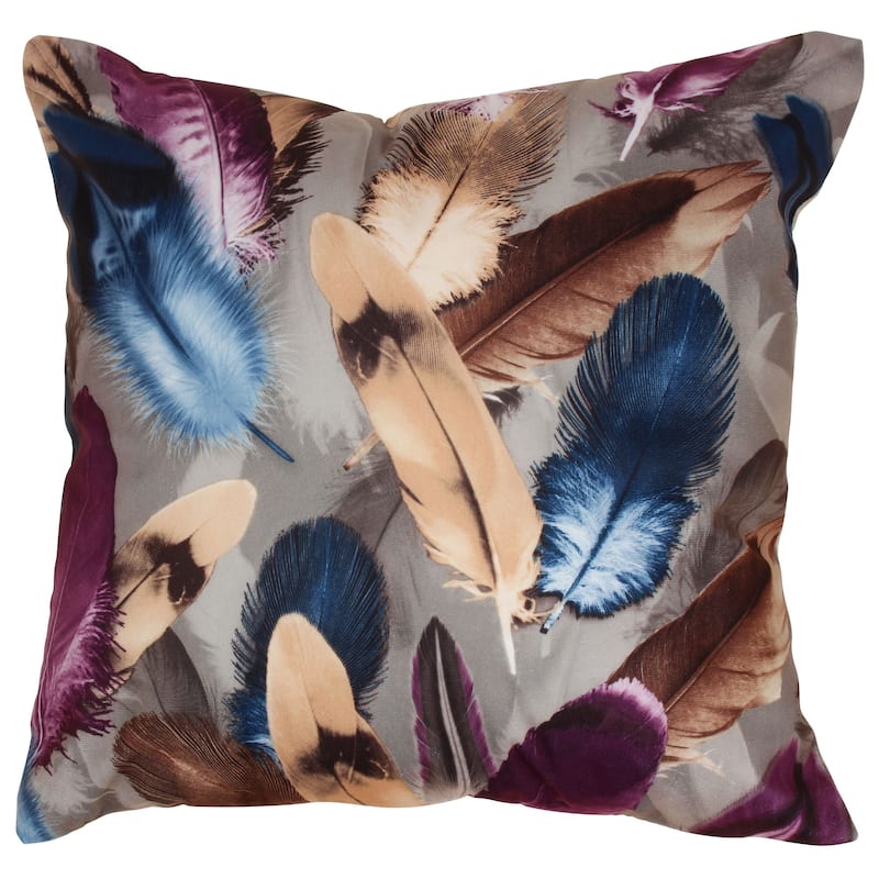 Violet Linen Decorative Chenille Feathers Pattern Decorative Throw Pillow