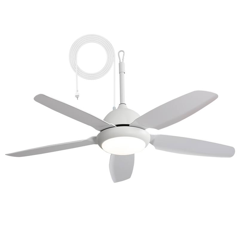 Sofucor 52 Inch Waterproof Outdoor Ceiling Fan with Lights and Remote,IP65 Hanging Gazebo Fan,Wet Rated Plug in Fan with Cord - White ABS Blades