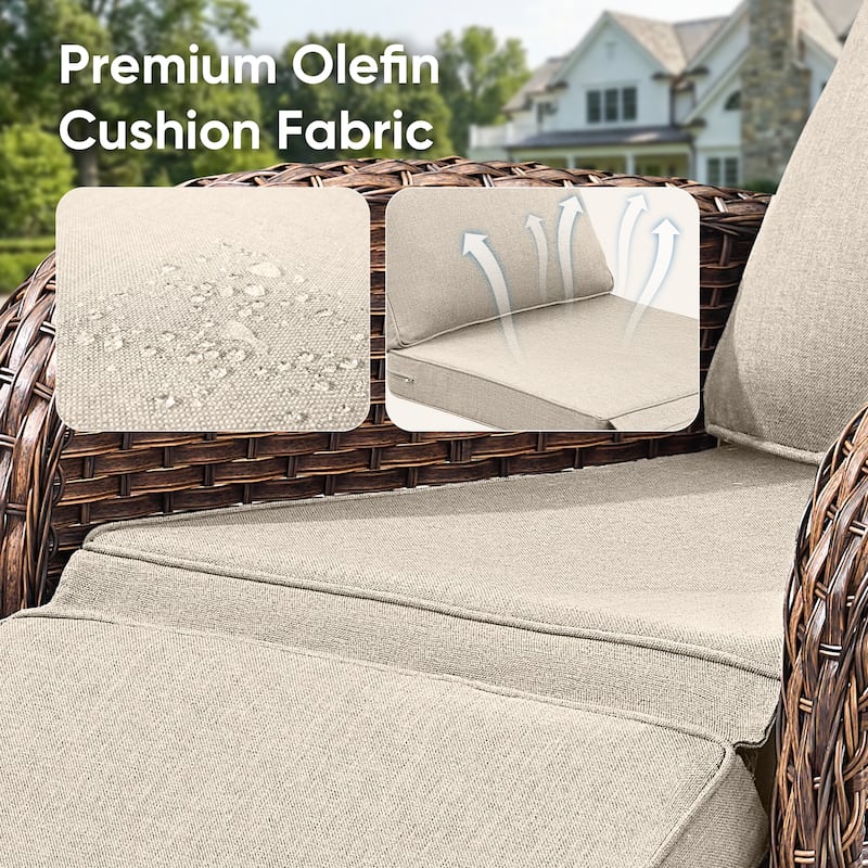 Pocassy Patio Versatile Outdoor Recliner Rocker Chair Table with Thick Cushion