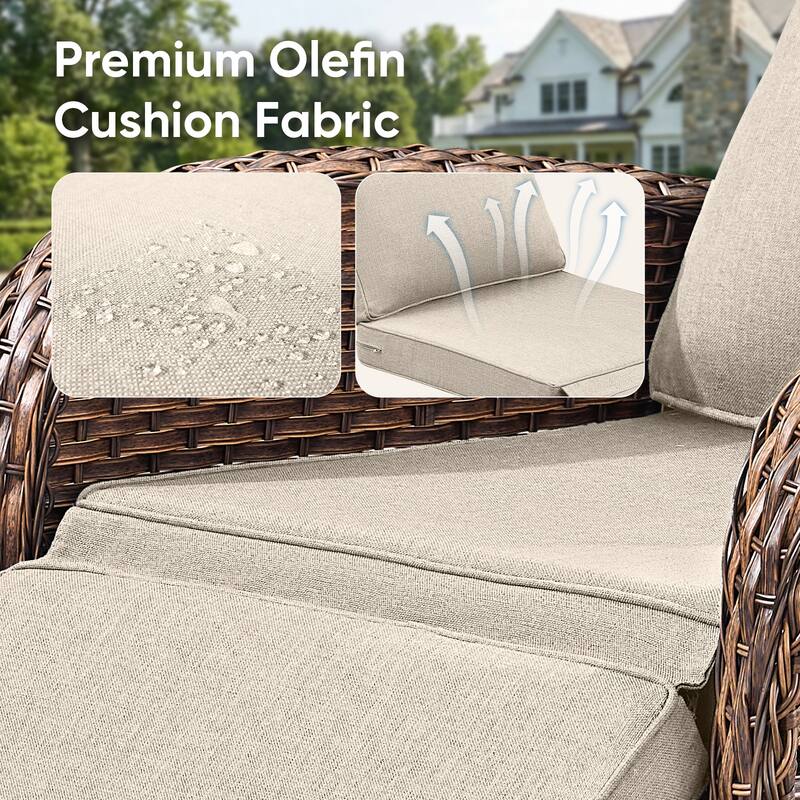 Pocassy Versatile Outdoor Recliner Rocker Chair with Thick Cushion