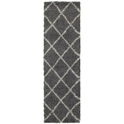 Style Haven Suncrest Charcoal Lattice Shag Area Rug