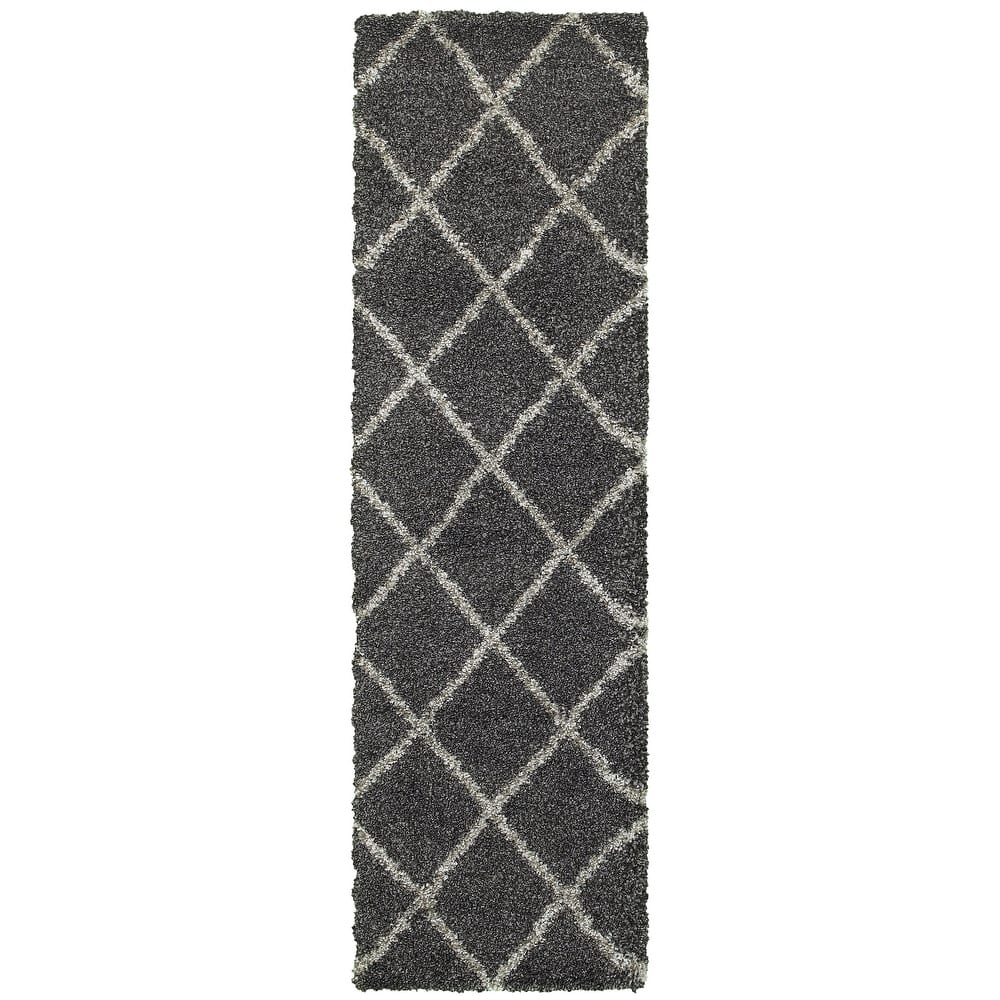 Style Haven Suncrest Charcoal Lattice Shag Area Rug