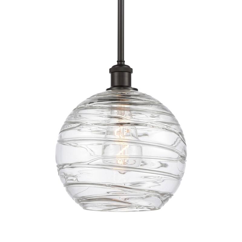 Innovations Lighting 516-1S-13-10 Athens Pendant Athens 10" Wide - Clear Deco Swirl / Oil Rubbed Bronze