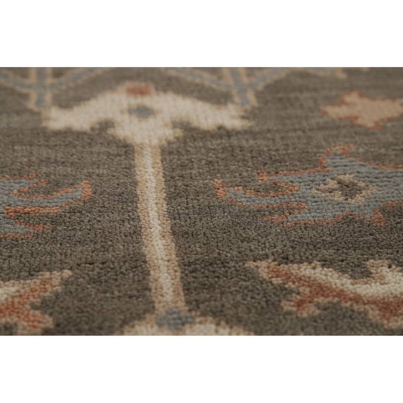 Transitional Floral Oushak Style Area Rug Handmade Wool Carpet - 7'11" x 10'1"