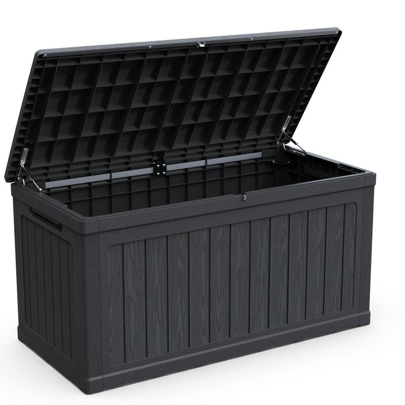 230 Gallon Large Outdoor Storage XXL Deck Box for Patio Furniture, Outdoor Cushions, Garden Tools and Sports/Pools Equipment - Black