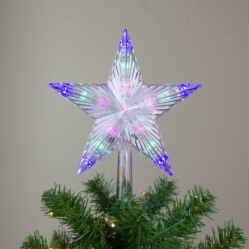 9.5" Lighted Color Changing 5 Point Star Tree Topper - White and Blue LED Lights - 9.5