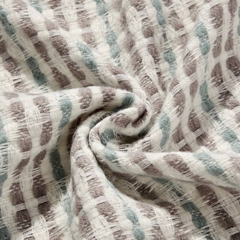 Wellco Ultra Soft Knitted Throw Blanket With Boho Tassels - 50" x 60", Stripe Patterns