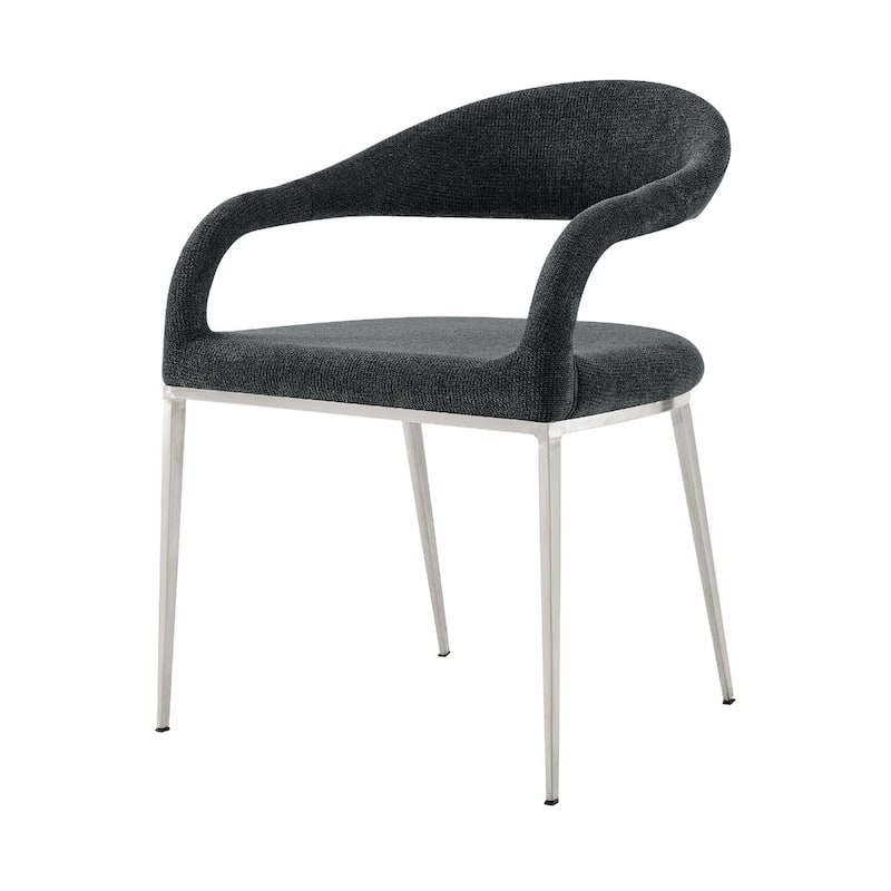 Metal Dining Armchairs with Polyester Upholstery Open Back, Set of 2 - 22” x 21” x 30” (D x W x H)