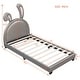 preview thumbnail 15 of 25, Stylish Twin Leather Bed with Rabbit Design, Durable PU Upholstery, and Strong Support, Easy Assembly