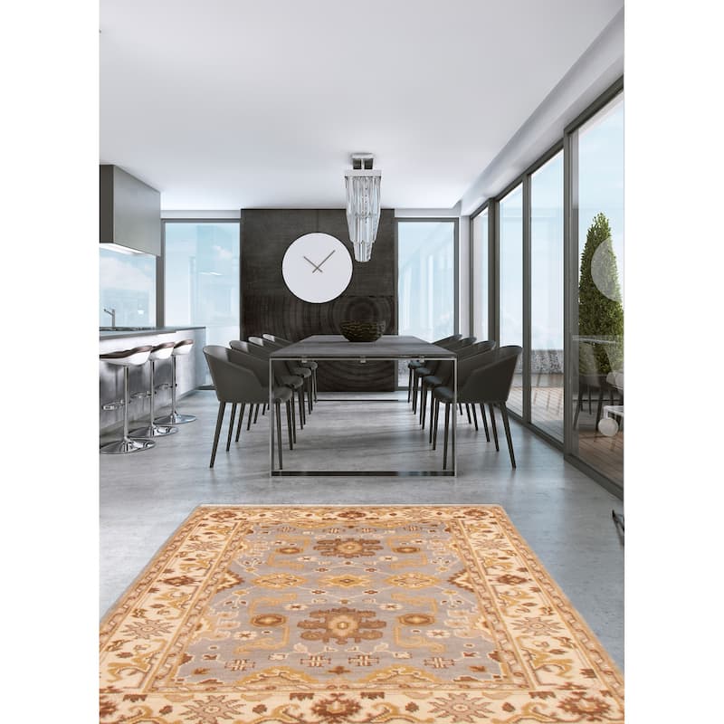 ECARPETGALLERY Hand-knotted Royal Oushak Grey Wool Rug - 4'1 x 5'11