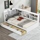preview thumbnail 1 of 23, Wood Twin Size platform bed with Storage Headboard, Shelves and 2 Drawers White