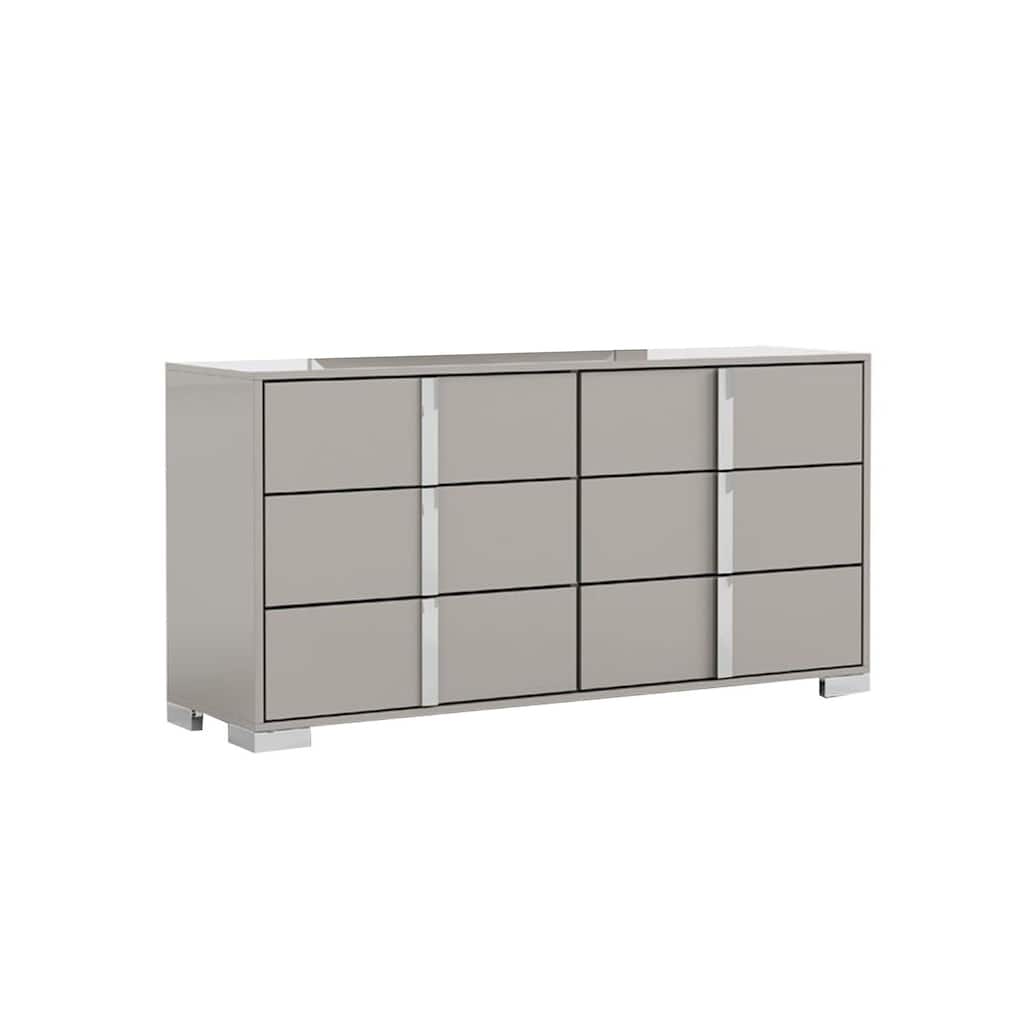 Suni Wide Dresser, Light Taupe Wood with UV Finish, 6 Drawers
