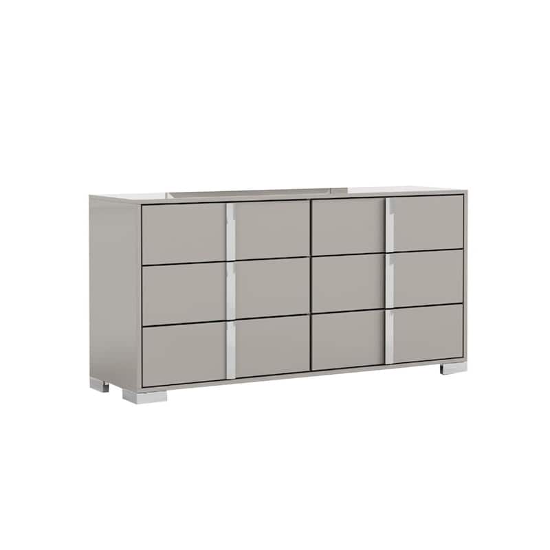Suni Wide Dresser, Light Taupe Wood with UV Finish, 6 Drawers