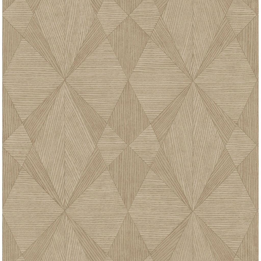 A-Street Prints Intrinsic Light Brown Geometric Wood Wallpaper