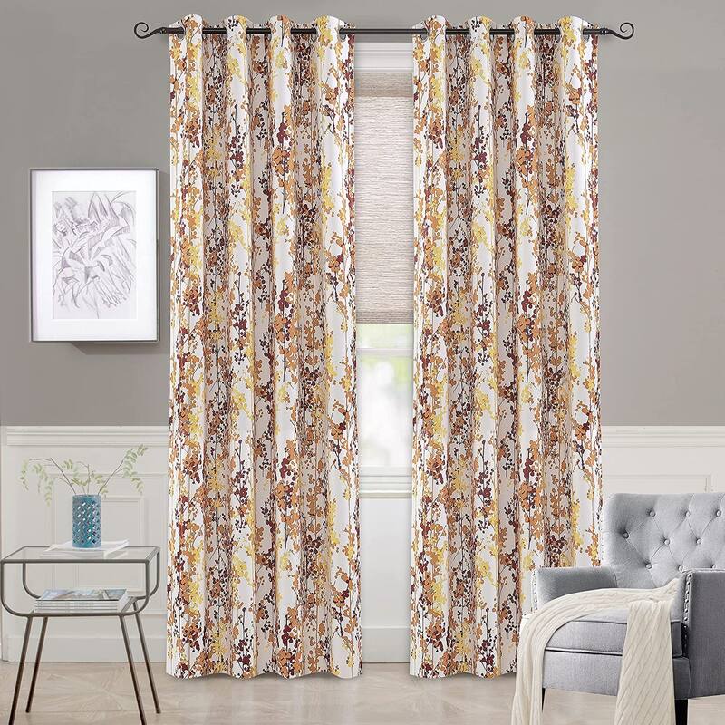 DriftAway Leah Darkening Grommet Window Curtain Panel - 52"Width X 108 "Length - red/gray