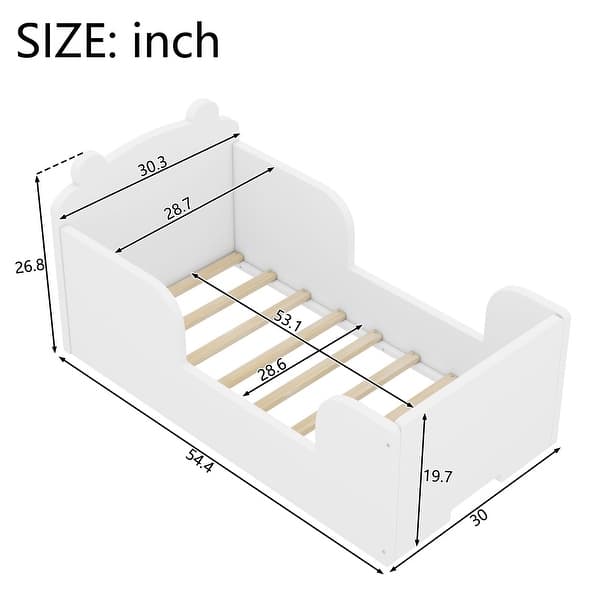 dimension image slide 2 of 3, Toddler Floor Bed Frame, Cot Bed for Boys and Girls Ages 3-6, Bear Shape Toddler Bed