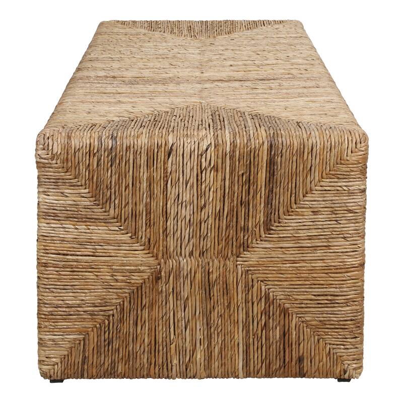 NPD Furniture Kanza Handwoven Abaca Coffee Table with Open Shelf