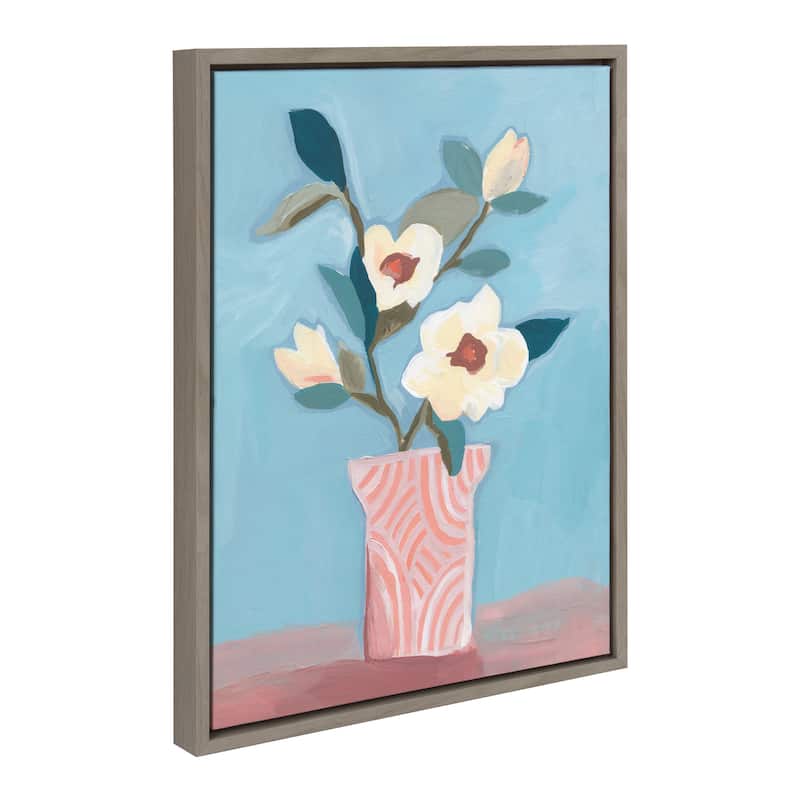 Kate and Laurel Sylvie Magnolia Canvas by Kate Aurelia Holloway - 18x24 - Plastic - Grey