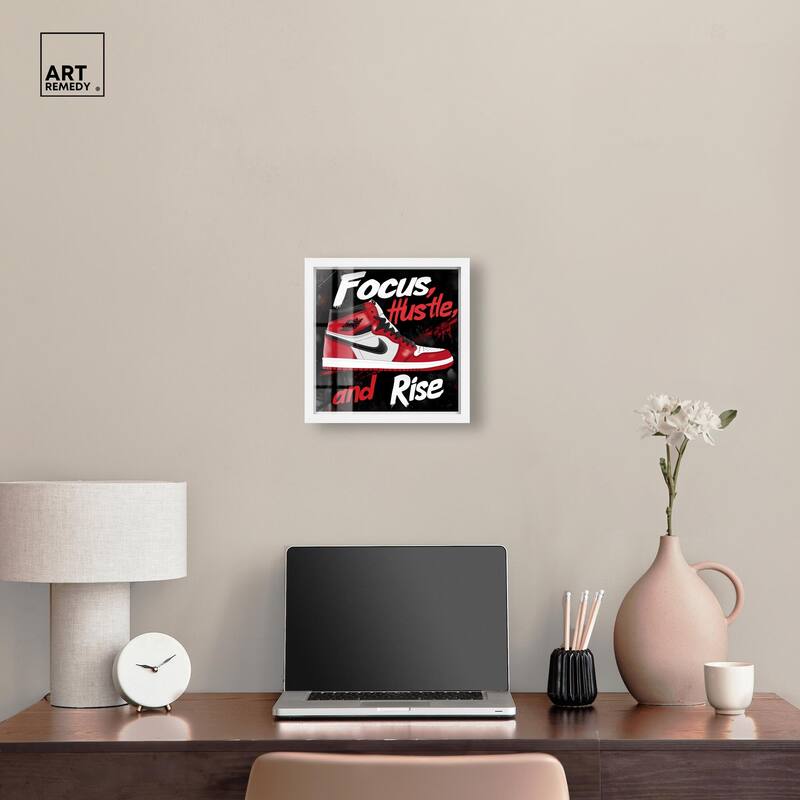 Hustle and Rise Sneaker Red Shadowbox by Art Remedy