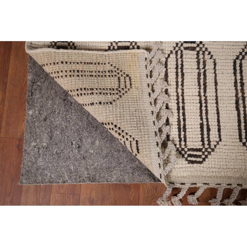 Abstract Moroccan Large Area Rug Handmade Oriental Wool Carpet - 9'11"x 14'5"