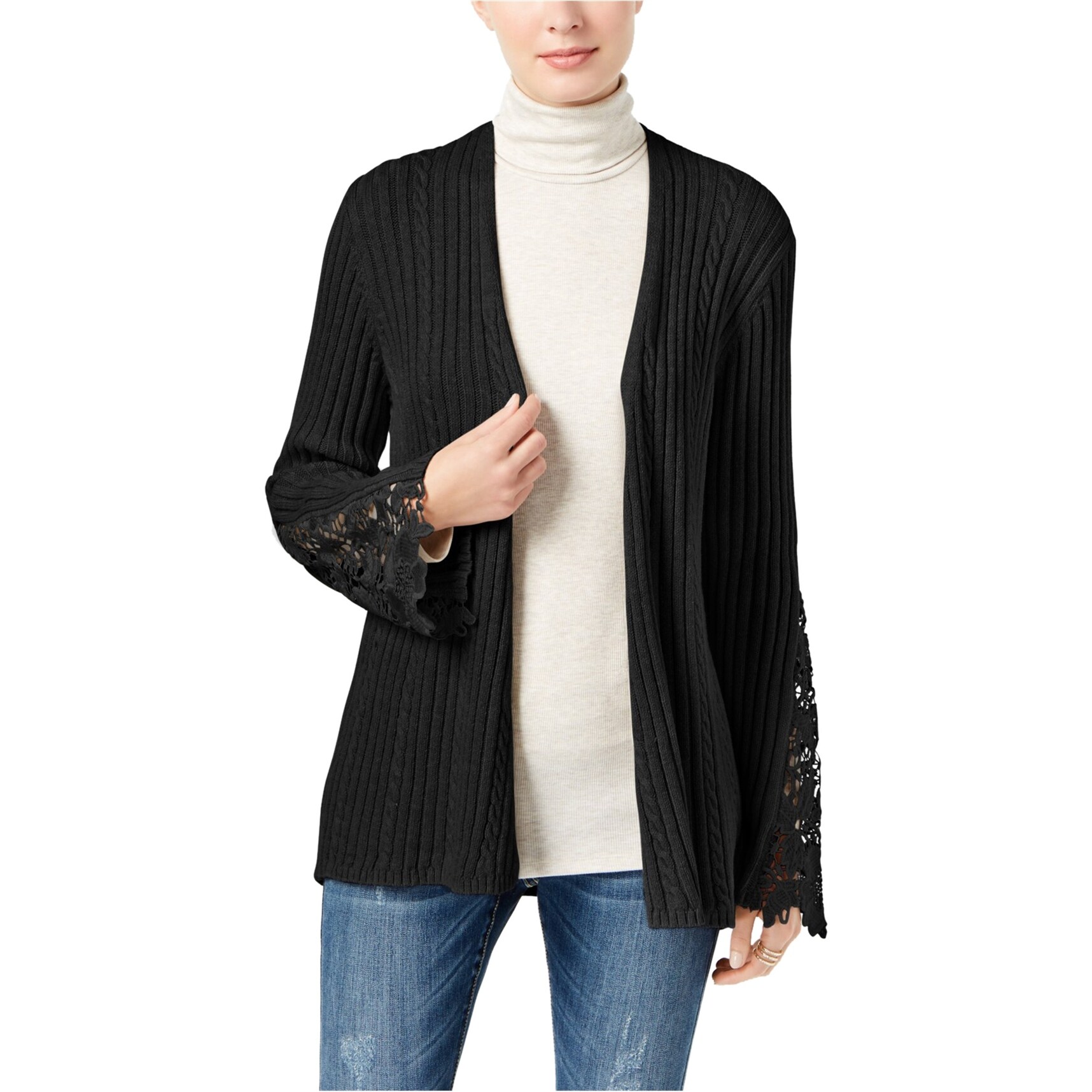 black ribbed cardigan long