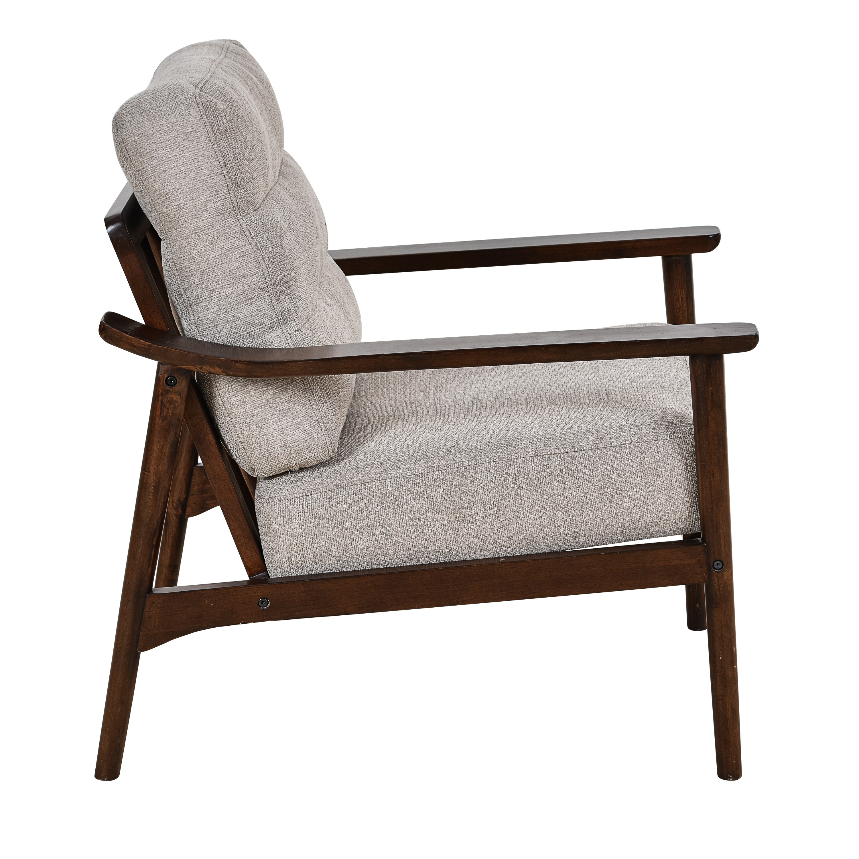 FABRIC WOOD ARM CHAIRCUSHION METAL FLAME CHAIR-ウッド