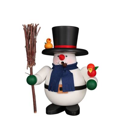 6.75" Christian Ulbricht Smoker Rolly Polly Snowman Figure with Birds