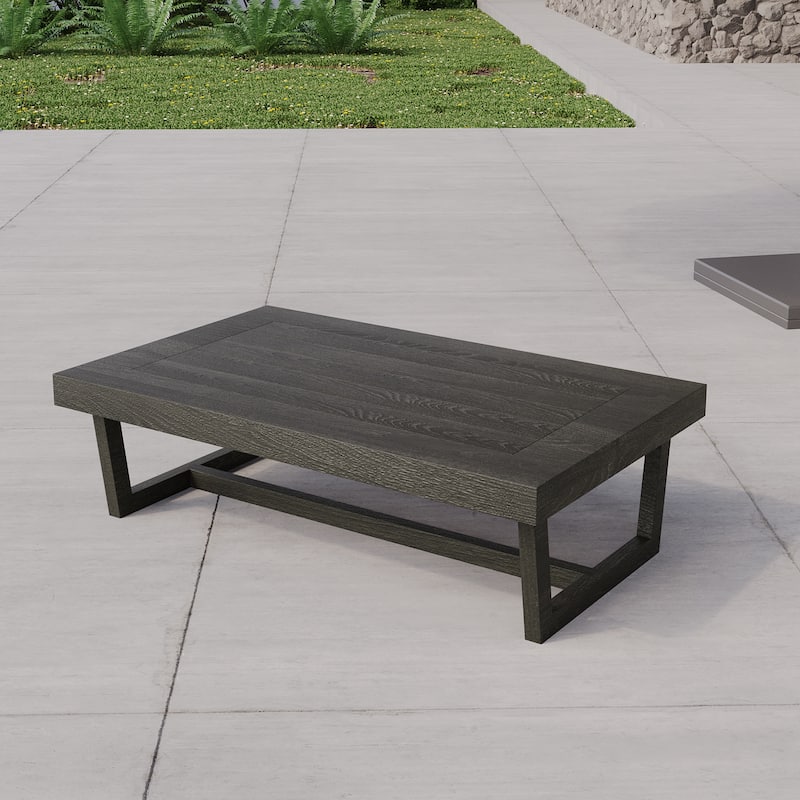 Wood Outdoor Sectional Furniture 2 Seat Armless Patio Sofa - Tea Table - Grey-Tea Table