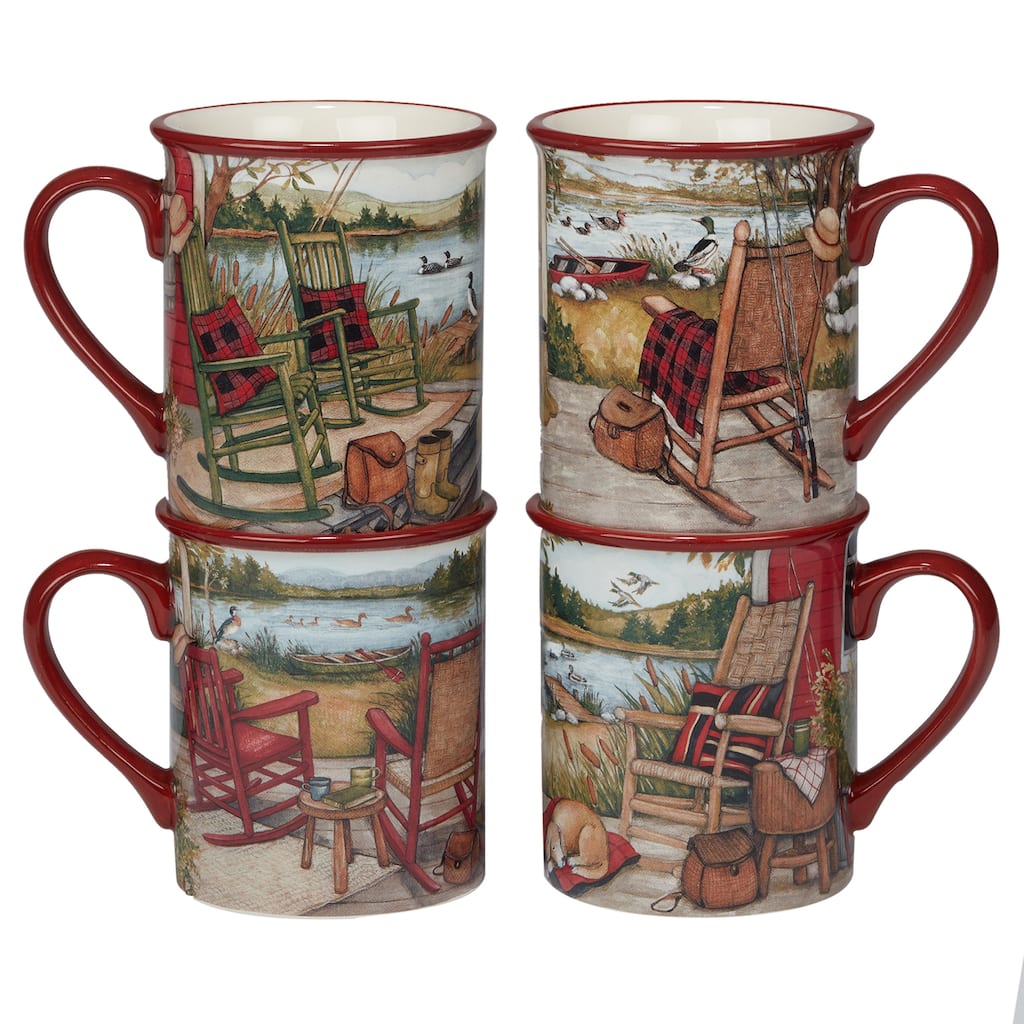 Certified International Lake Retreat 16 oz. Mugs, Set of 4