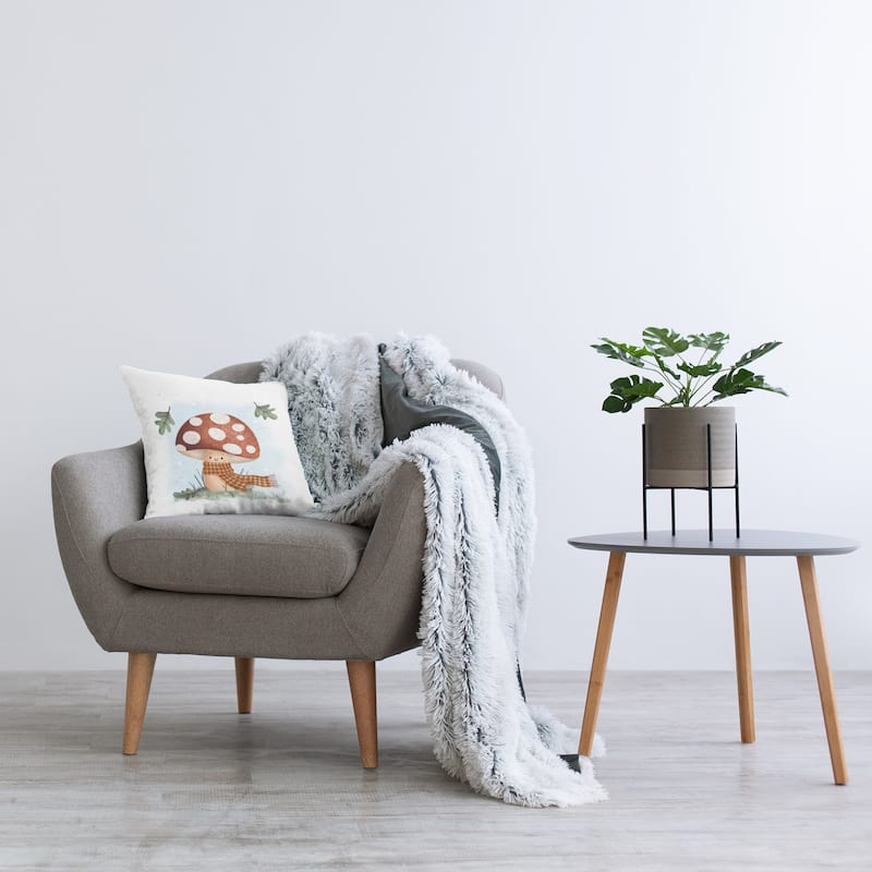 Stupell Happy Mushroom in Scarf Decorative Printed Throw Pillow Design by Sarah Hickman