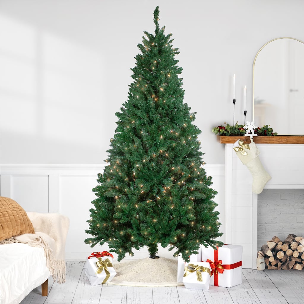 7.5ft Ravenna Pine Artificial Christmas Tree - Warm White LED Lights - 7.5 Foot