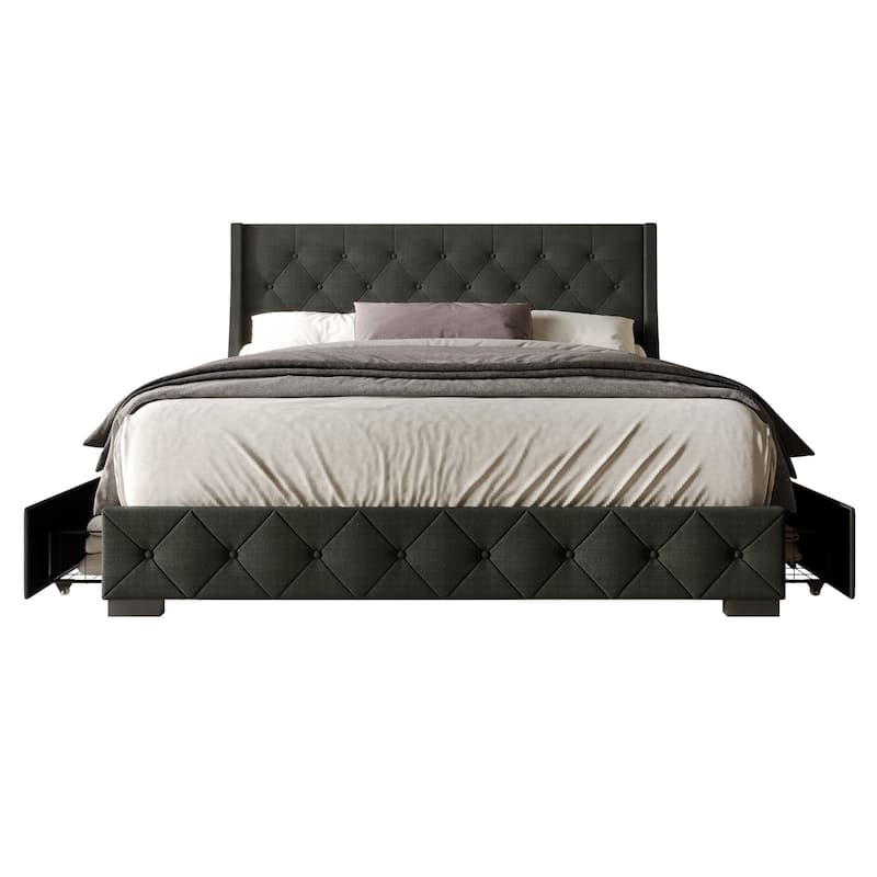 Olympia Tufted Upholstered Storage Platform Bed