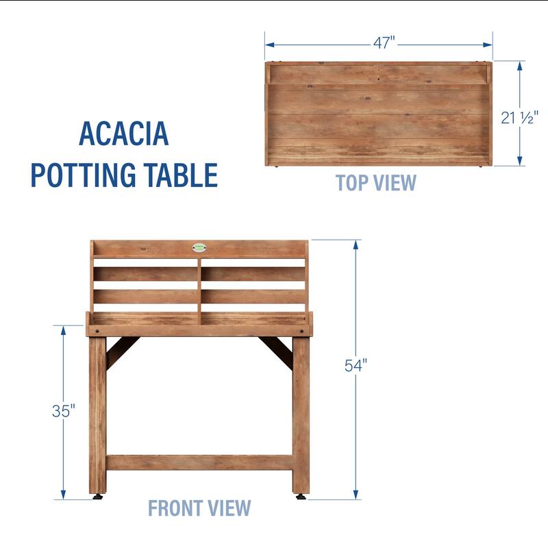 Backyard Discovery 47" Acacia Wood Potting Bench & Serving Bar - 3'11" x 1'9"