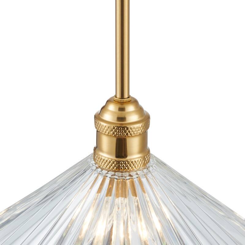 KAWOTI Adjustable Single Pendant Light with Cone Glass Shade - W12.5" x D12.5" x H51.5"
