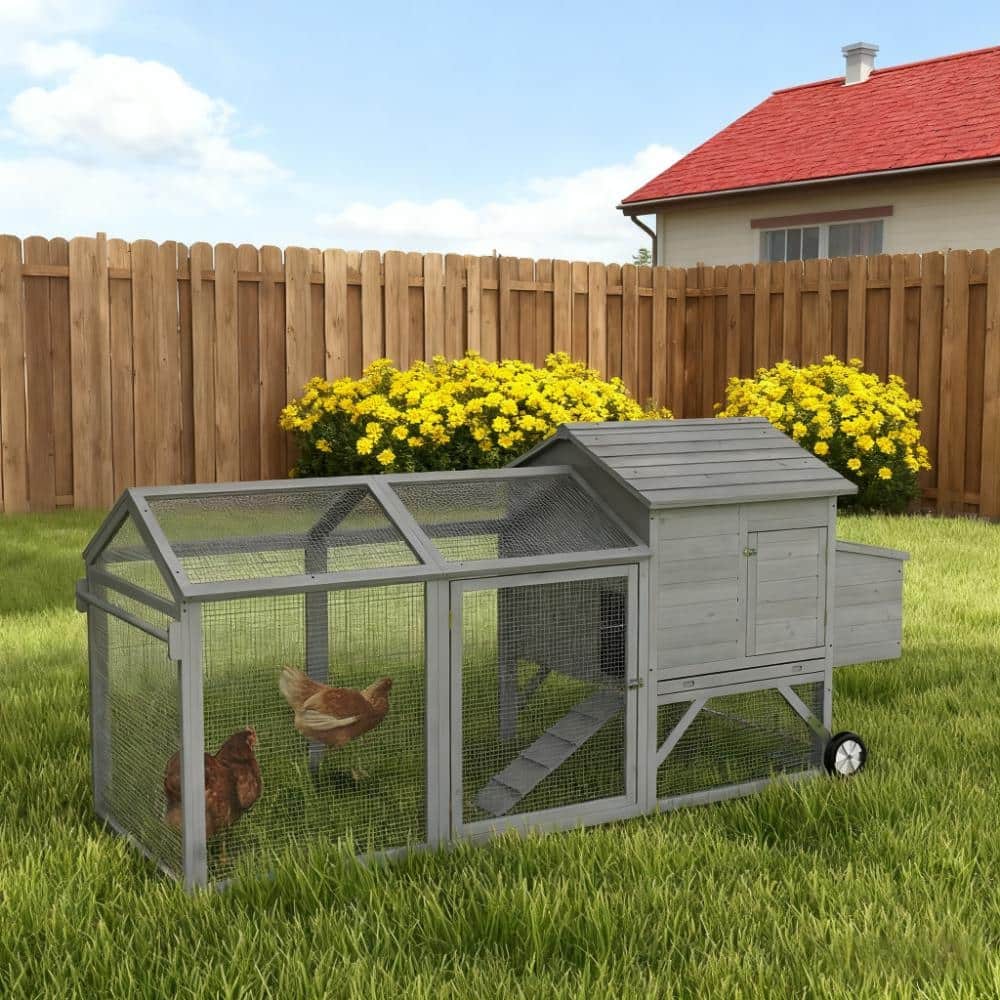 Wooden Chicken Coop 96.5" L x 35.5" W x 44.5" H Hen House Poultry Cage