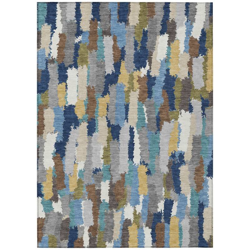 Machine Washable Indoor/ Outdoor Contemporary Stacks Chantille Rug