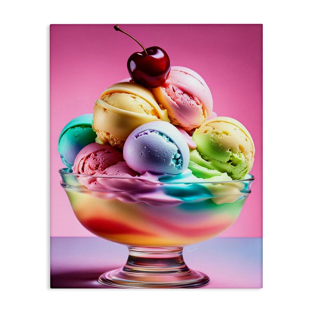 Stupell Rainbow Hued Sundae Dessert Canvas Wall Art Design By Tabz Jones