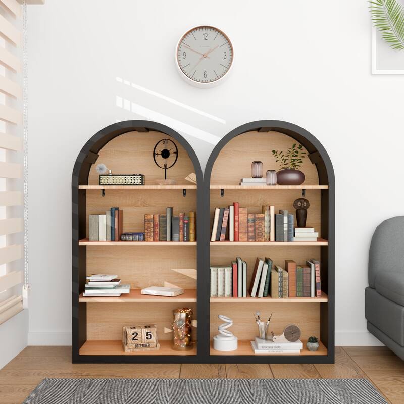 Modern Freestanding Arched Bookcase, 43" Open Display Cabinet, Stylish 4-Tier Bookshelf with Shelf for Living Room, Home Office