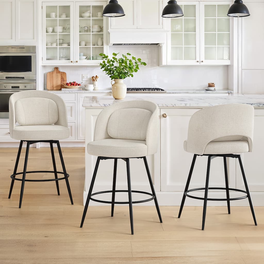 Swivel Bar Stools Set Of 2/3/4, Metal Bar Stools, Modern Upholstered Bar Stools For Kitchen Island - 20.3"W X 20.3"D X 39"H