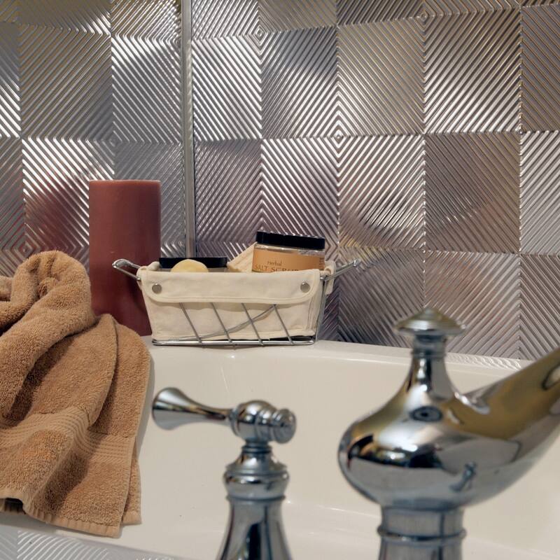 FASÄDE Quattro 4-foot x 8-foot PVC Wall Panel in Brushed Aluminum