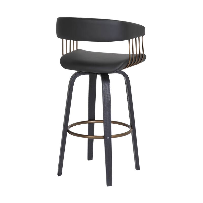 Topanga Modern Swivel Bar Stool, Upholstered Counter Height Chair with Bentwood Legs