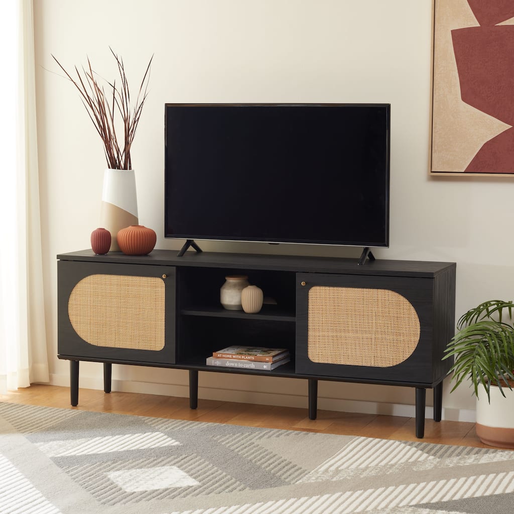 SAFAVIEH Krystina 2 Door 2-Shelf Media Stand - 59" W x 15" D x 24" H - 59Wx15Dx24H