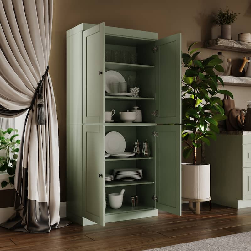 Palace Imports 100% Solid Wood 32" Pantry Cabinet with Shaker Doors and Adjustable Shelves